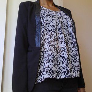 H&M Black Blazer with Faux Leather Trim